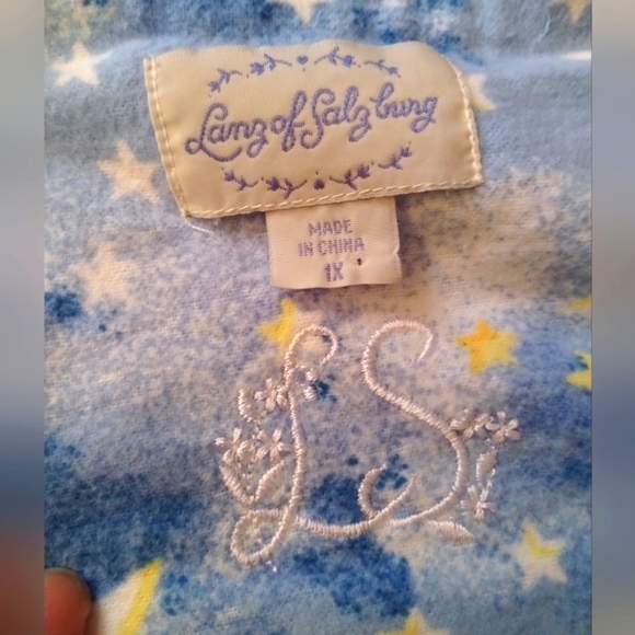 Lang of Salz Lung Women 1X Sleeping Moon And Stars Celestial Flannel Nightgown - Picture 5 of 12